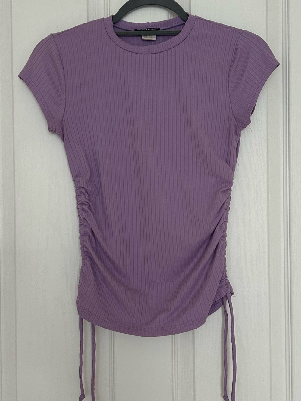 Women's Ruched cropped Side Tee - Lavender Purple